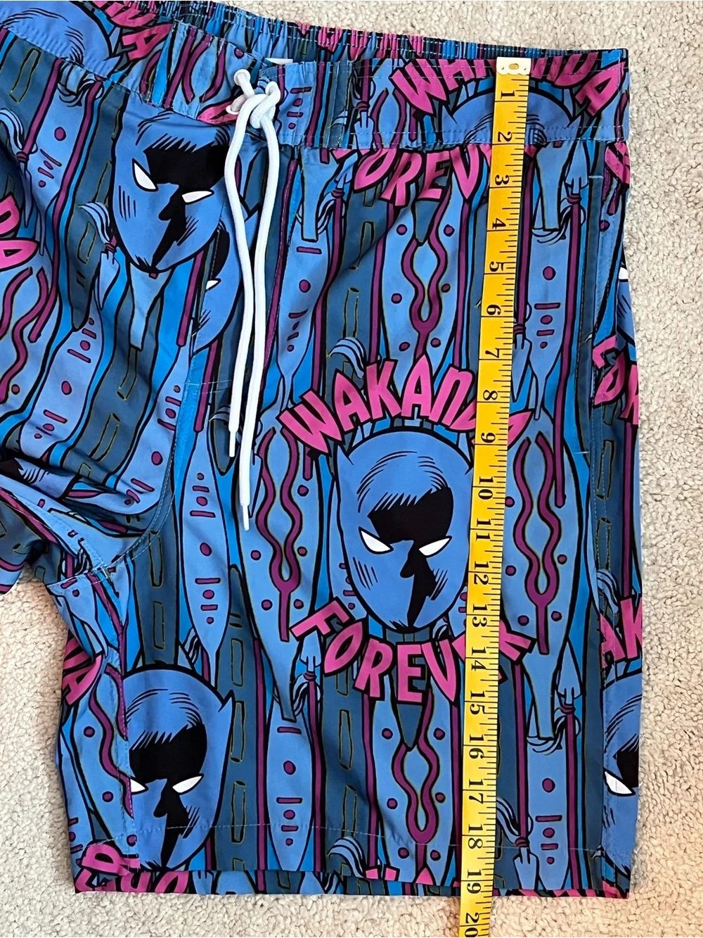 Marvel Black Panther Wakanda Forever Men's Blue Graphic Swim Shorts